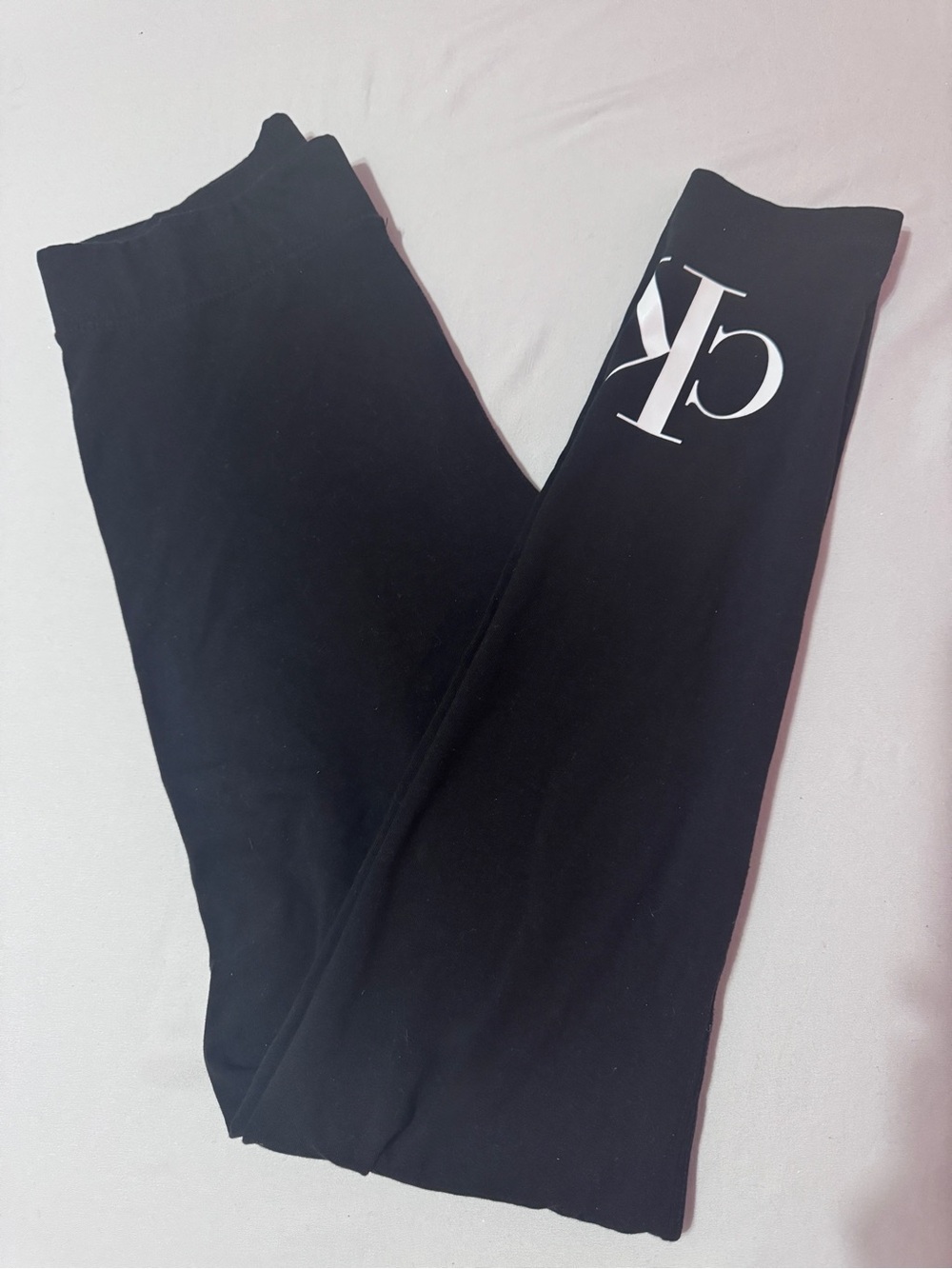 Calvin Klein Black Leggings with White CK Ankle Logo